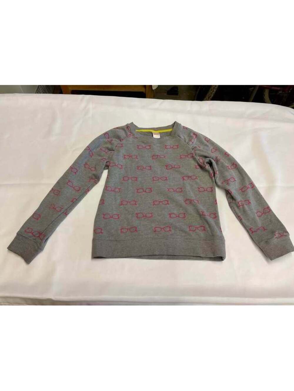 Gymboree Girls L 10-12 Gray Pink Eyeglasses Print Sweatshirt